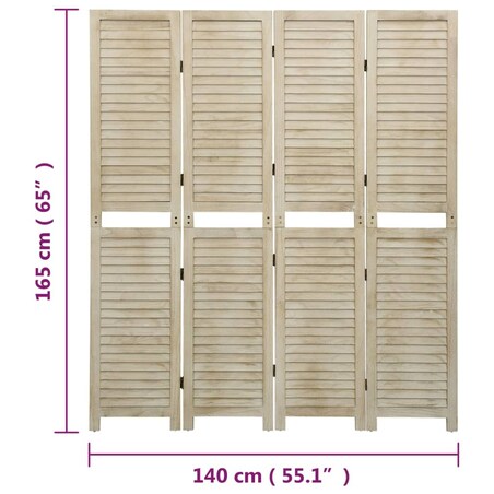vidaXL Parawan 4-panelowy, 140x165 cm, lite drewno paulownia