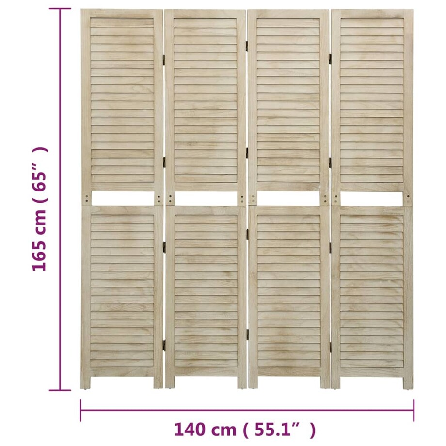 vidaXL Parawan 4-panelowy, 140x165 cm, lite drewno paulownia