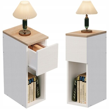 Szafka nocna wąska z szufladą stolik z półką nowoczesny loft sypialni 55 cm