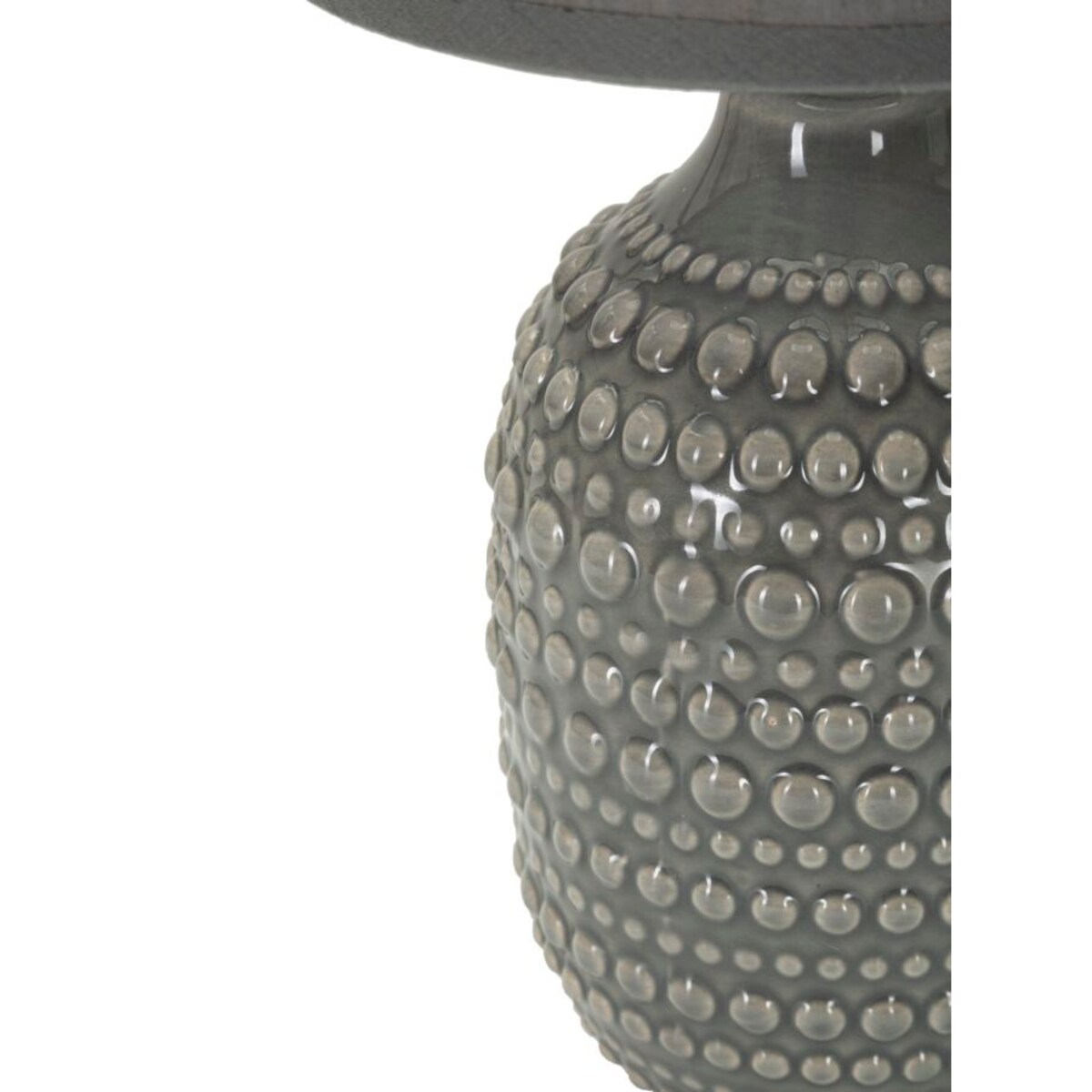 Lampa stołowa Points, kolor szary, ceramika, żelazo i tkanina, 15 x 15 x 30,5 cm, 1 x E14, styl nowoczesny, do salonu i sypialni, Mauro Ferretti
