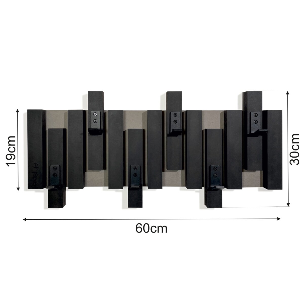 Czarny wieszak ścienny na ubrania Lamele Mini 60cm