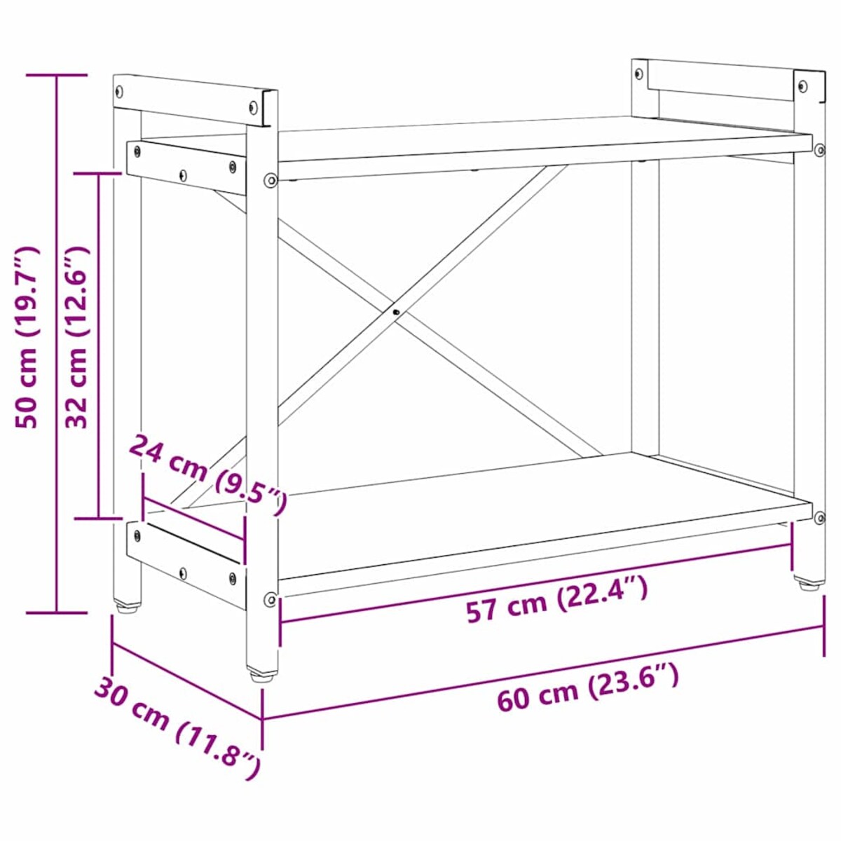 vidaXL Półka na książki Szary dąb sonoma 60 x 30 x 48.5 cm