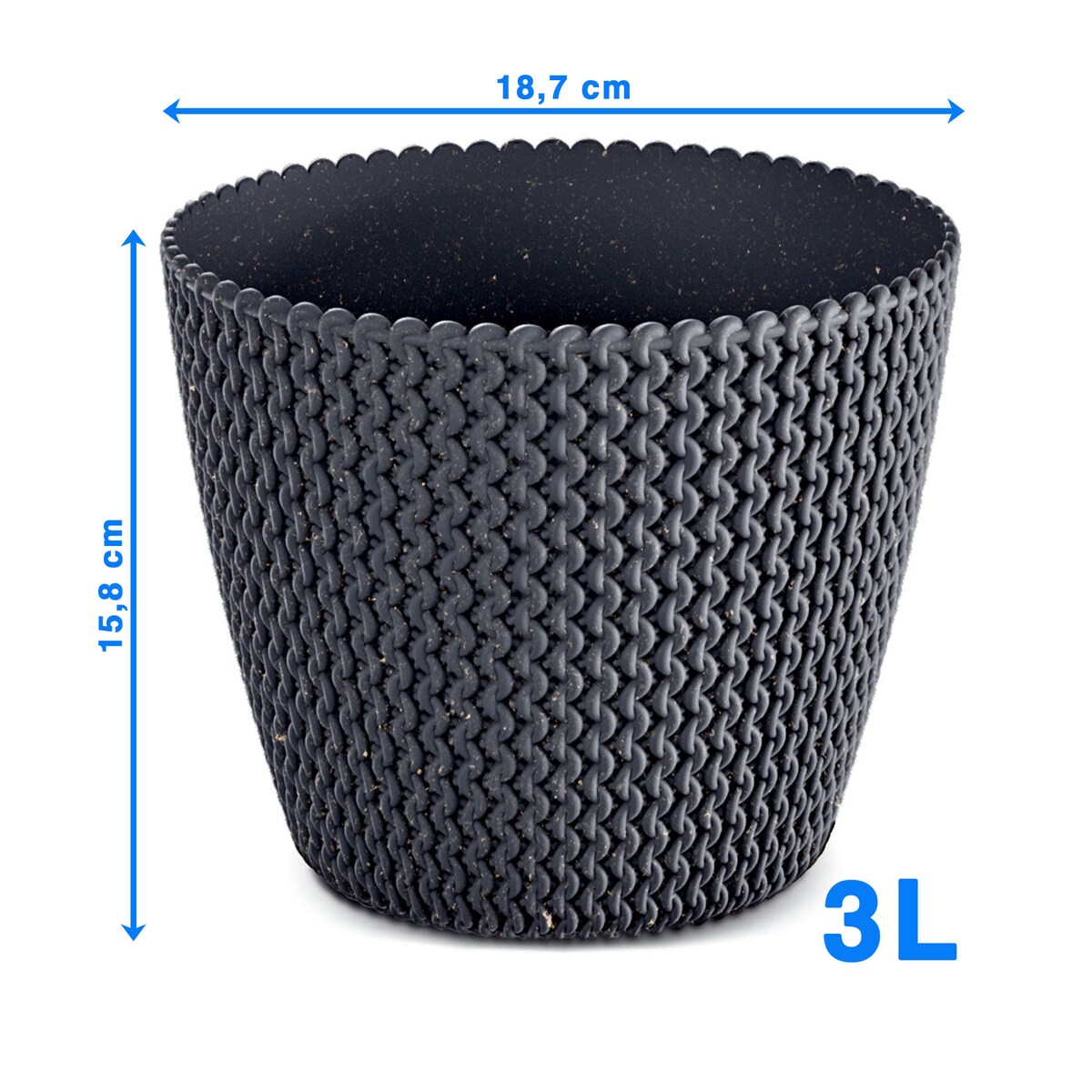 Doniczka Osłonka Domowa 18,7 Cm Na Stół Parapet Do Domu Antracytowa