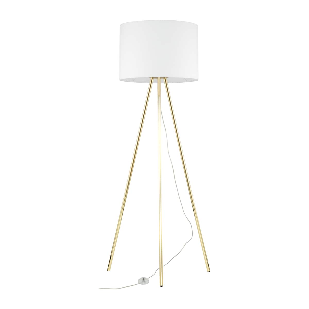 Lampa podłogowa TK Lighting UMBERTO WHITE GOLD 6637 biała-złota 150 cm E27 do salonu i sypialni