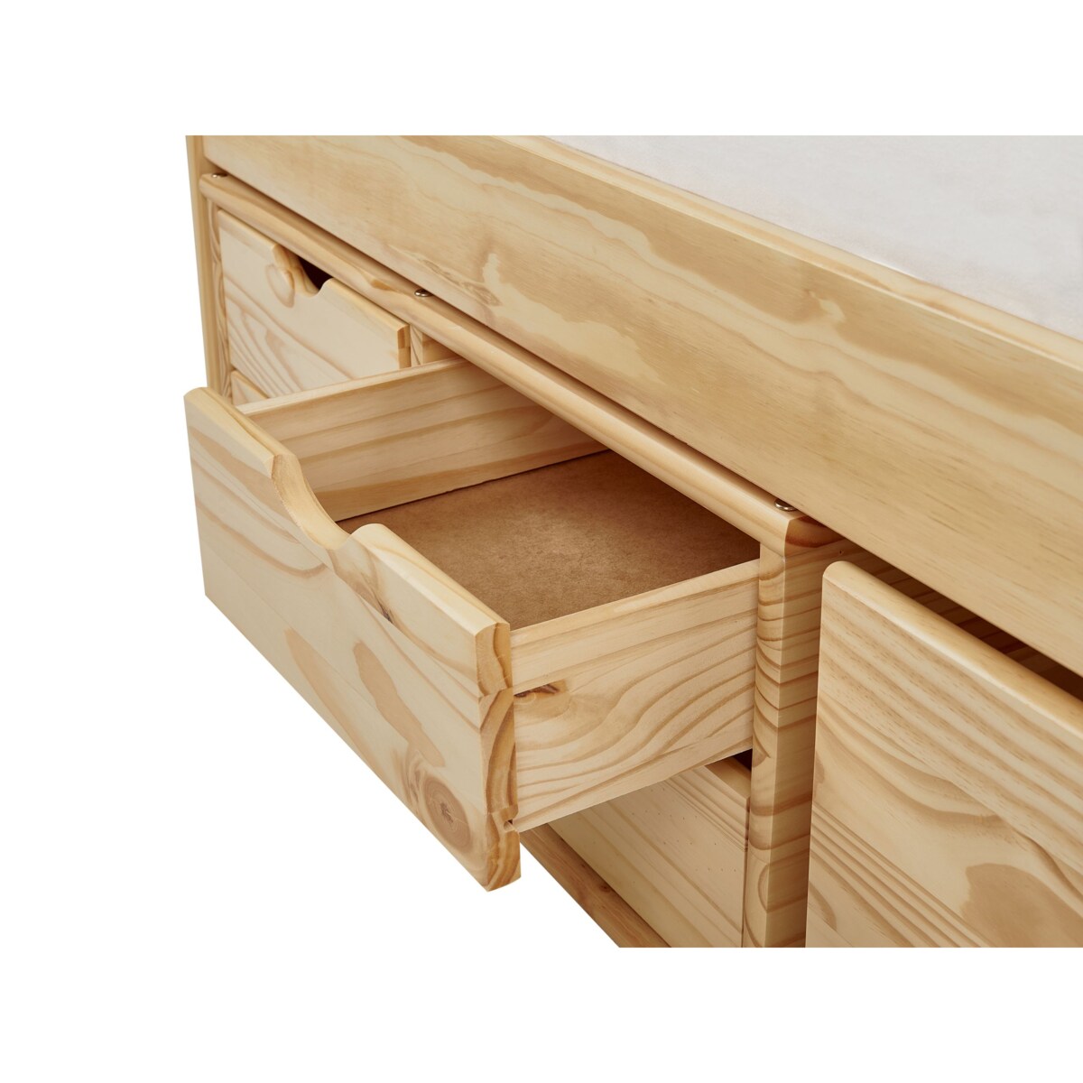 Łóżko drewniane z szufladami 90 x 200 cm jasne drewno ROYVILLE