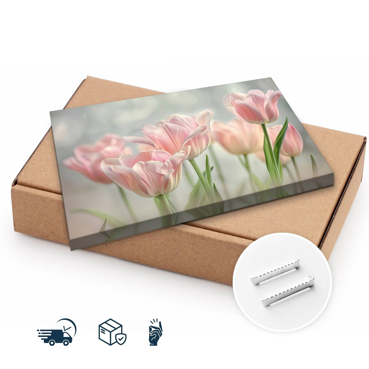 Obraz Canvas Różowe Tulipany Kwiaty Rośliny Natura Do Jadalni Salonu 70x50cm