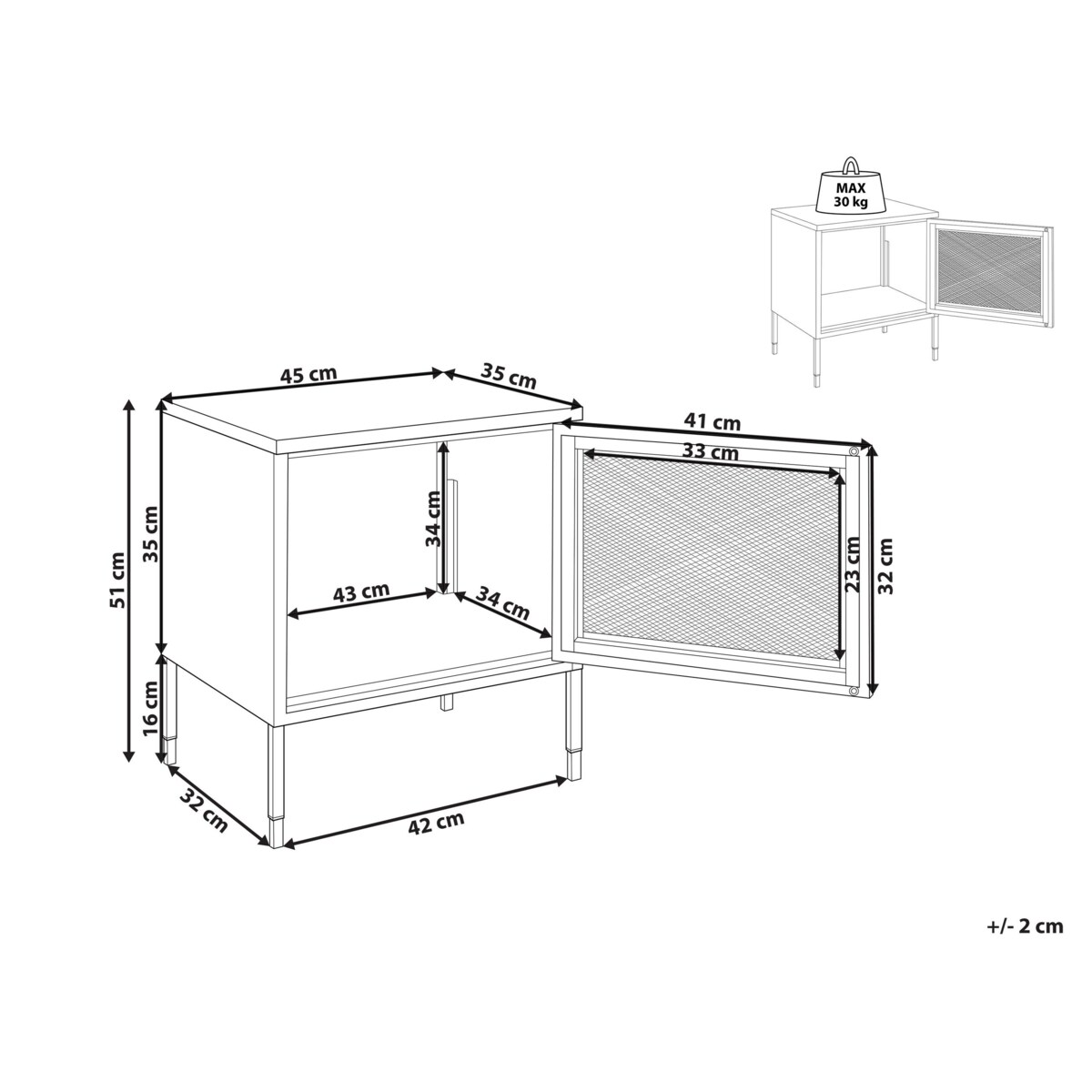 Szafka nocna metalowa biała OSSETT