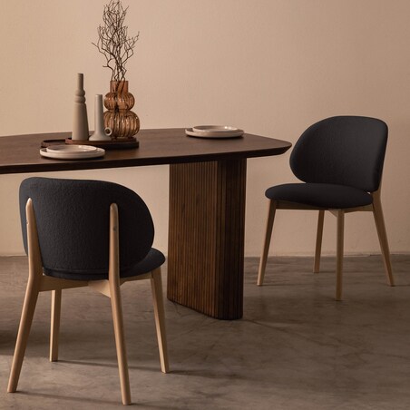 Krzesło SELMA -V czarne/buk/boucle 79x48x48 cm