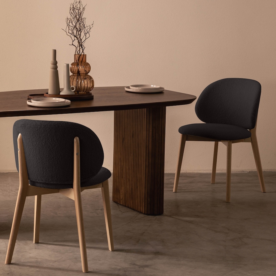 Krzesło SELMA -V czarne/buk/boucle 79x48x48 cm