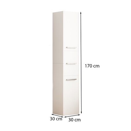 Regał Szafka Biała Nowoczesna Stojąca Słupek Wysoki Loft 3 Drzwi 170 Cm