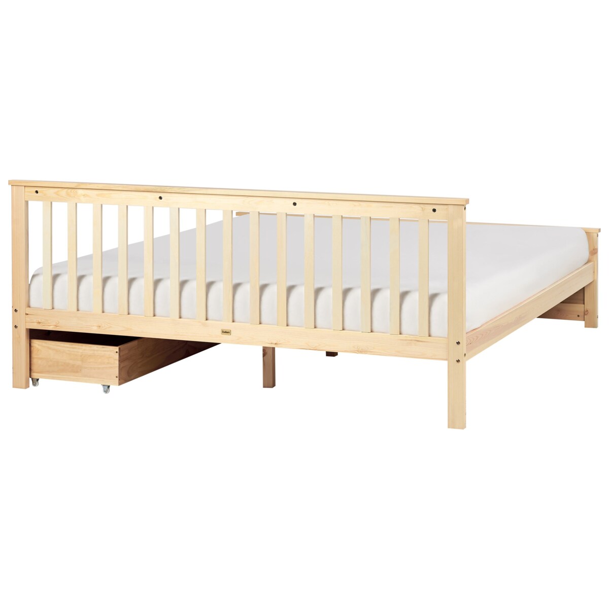 Łóżko ze schowkiem OLENDON 180 x 200 cm Z miejscem do przechowywania Drewno Jasne drewno