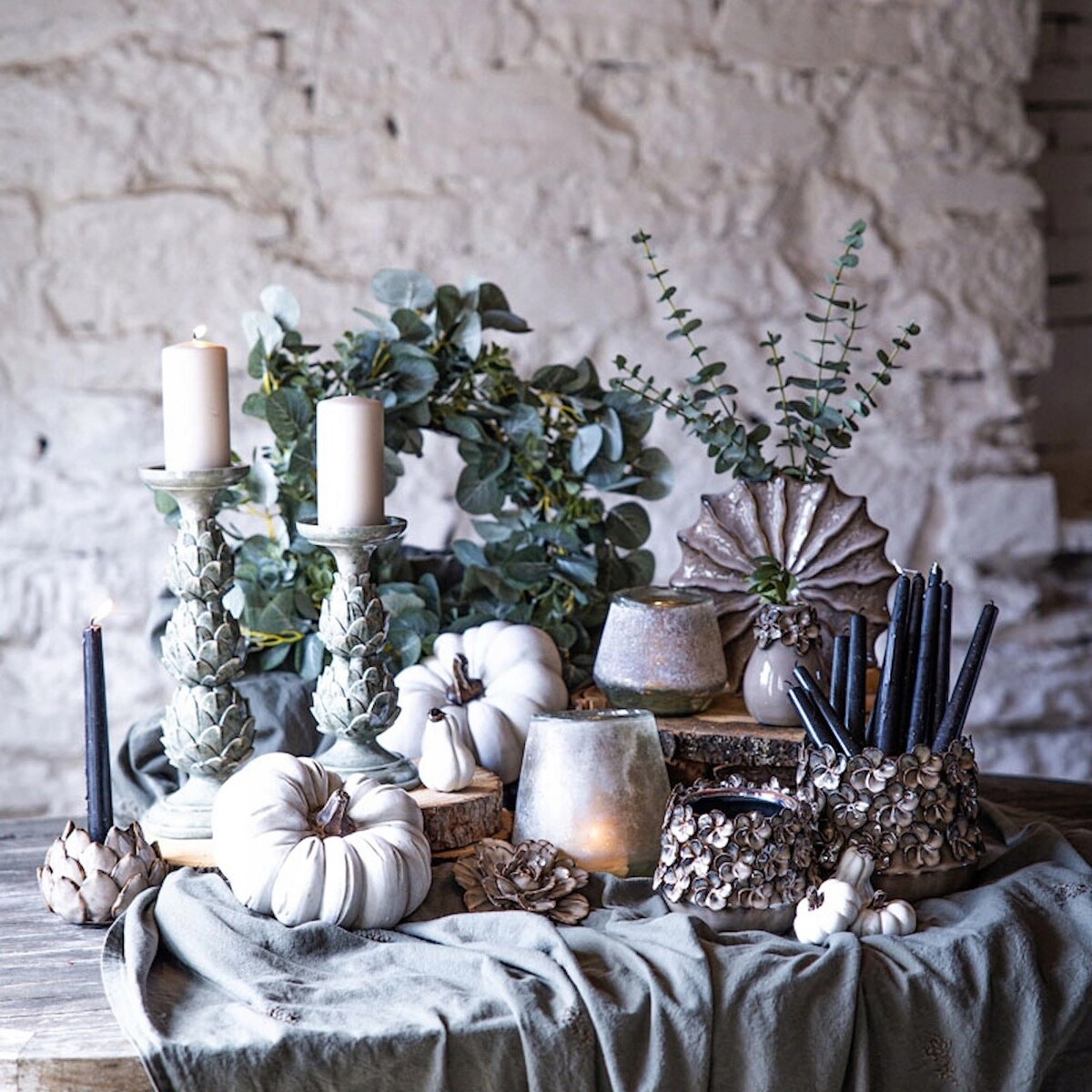 WAZON CERAMICZNY 22cm BEŻOWY NA KWIATY GAŁĄZKI BUKIET DO SALONU DOMU