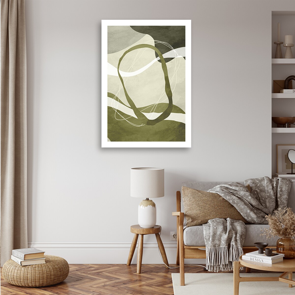 Obraz na płótnie, zielona abstrakcja boho