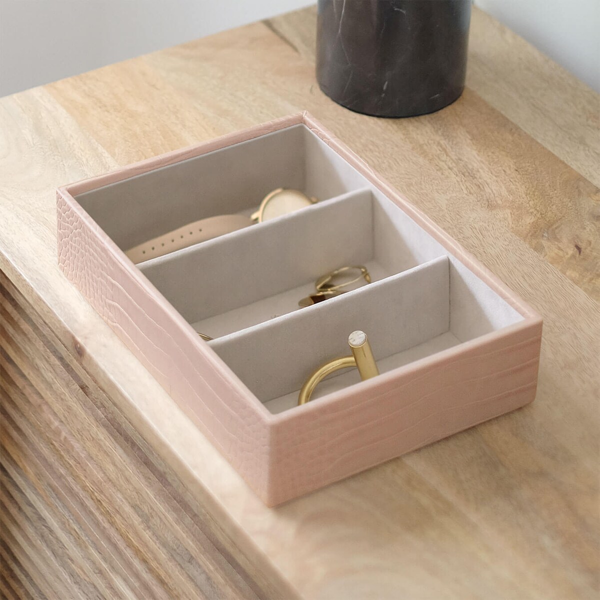 Szkatułka na biżuterię Stackers Croc 3 komorowa classic różowa