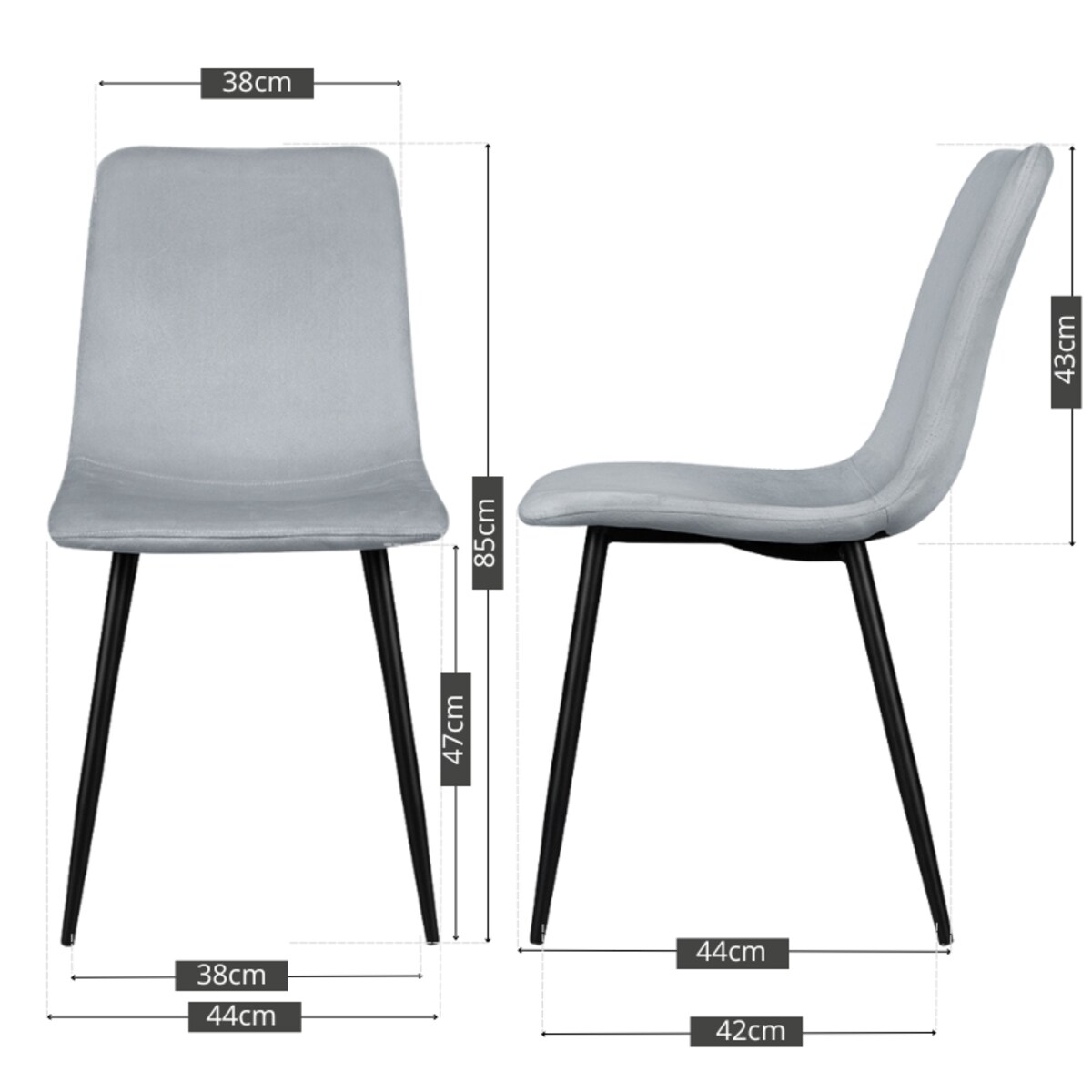 Krzesło tapicerowane welurowe klasyczne szare gładkie do salonu jadalni