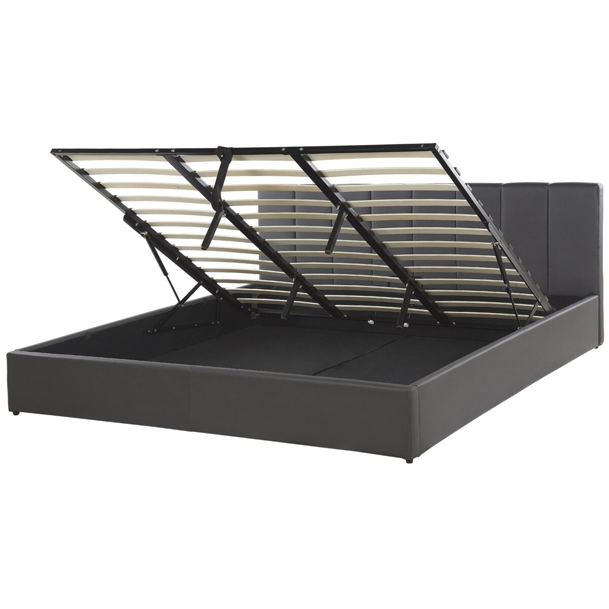 Łóżko z pojemnikiem Ekoskóra DREUX 180 x 200 cm Ciemnoszary