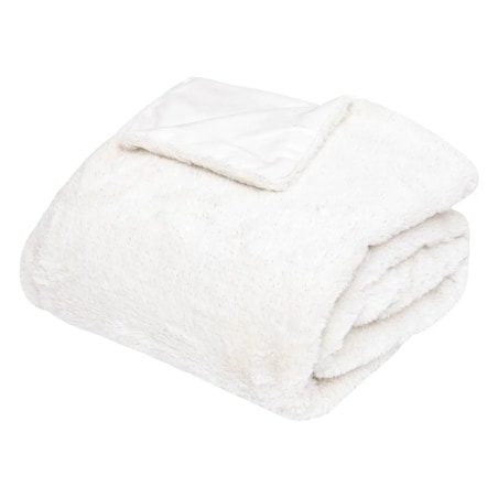 Pled koc pluszowy biały ze srebrną nitką 130x180 cm