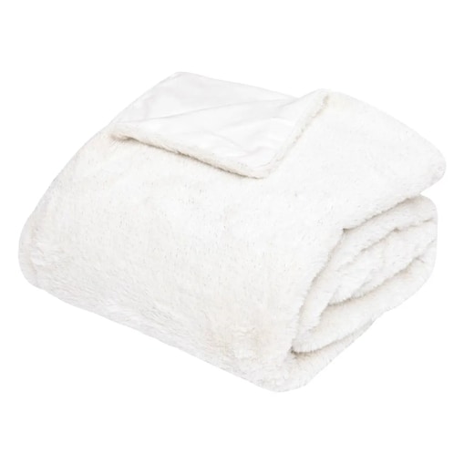 Pled koc pluszowy biały ze srebrną nitką 130x180 cm