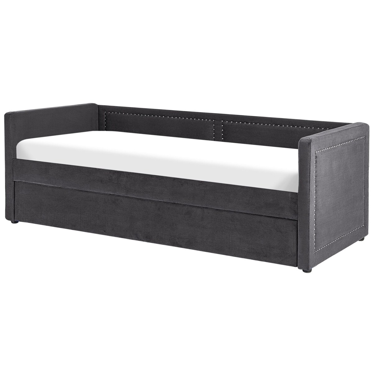 Łóżko wysuwane tapicerowane 90 x 200 cm ciemnoszare MIMIZAN