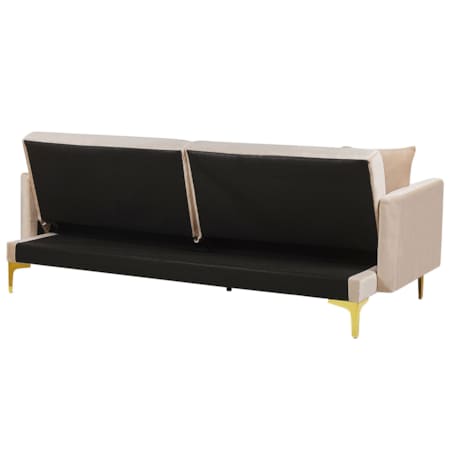 Sofa rozkładana welurowa beżowa LUCAN