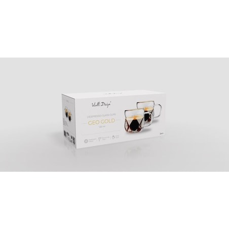 Komplet 2 filiżanki do espresso 120 ml ze złotym rantem Geo Gold 32118