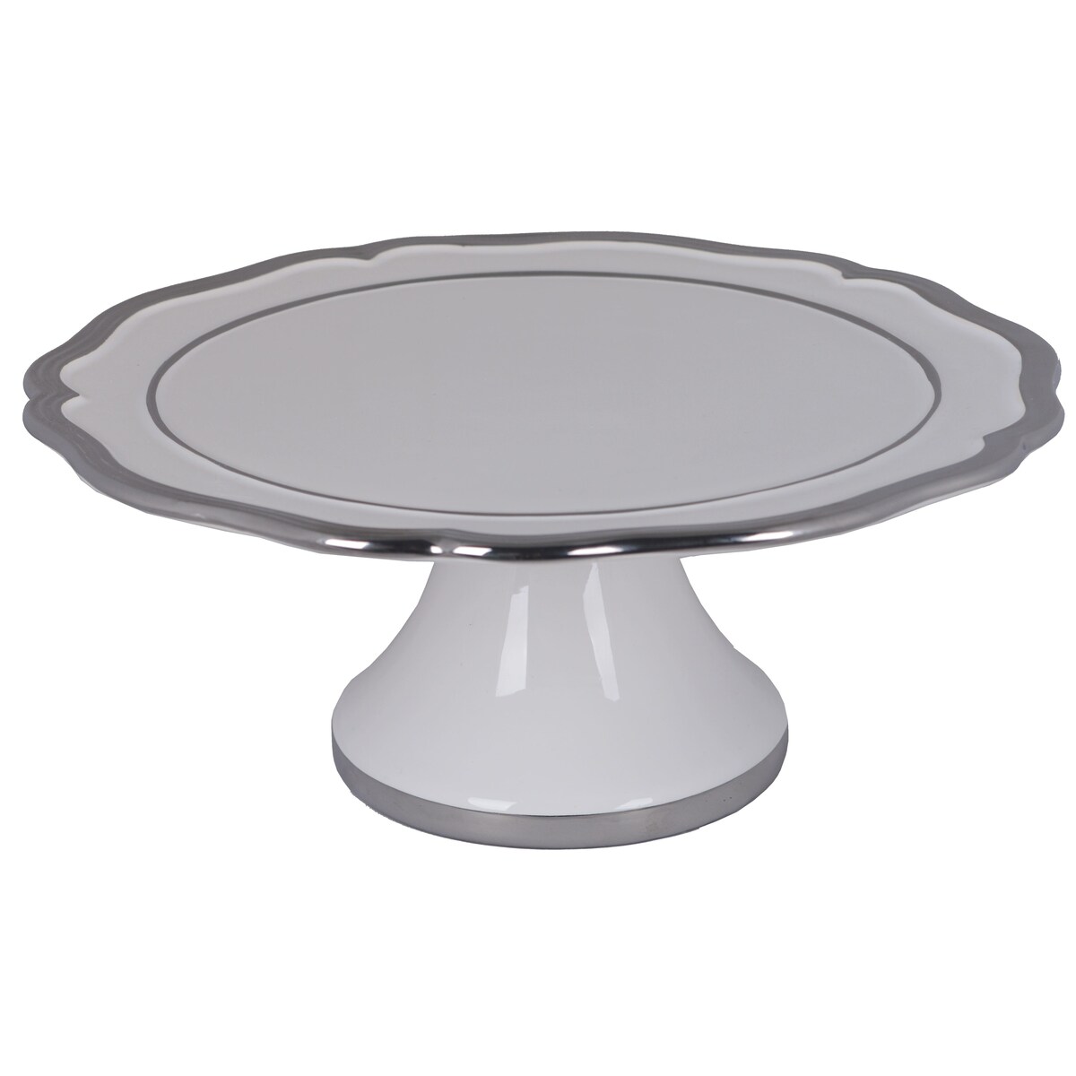 Patera ceramiczna ze srebrnym paskiem 28x28x12 cm KETO biała
