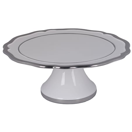 Patera ceramiczna ze srebrnym paskiem 28x28x12 cm KETO biała
