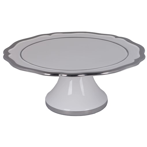 Patera ceramiczna ze srebrnym paskiem 28x28x12 cm KETO biała