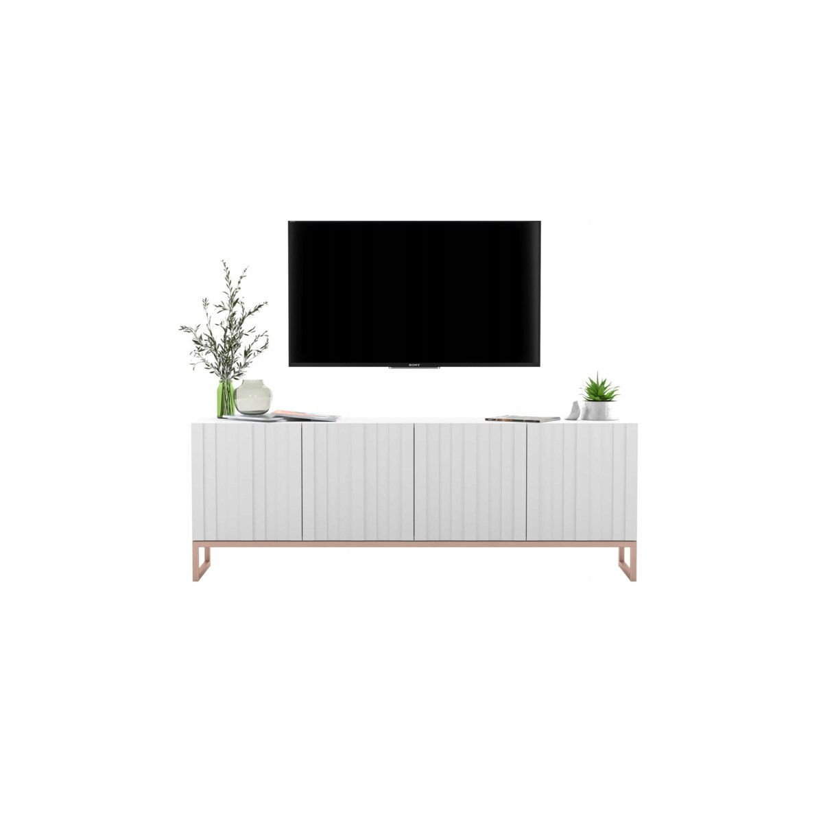 Szafka RTV Glamour Nowoczesna Komoda RTV Biały Mat 150 cm