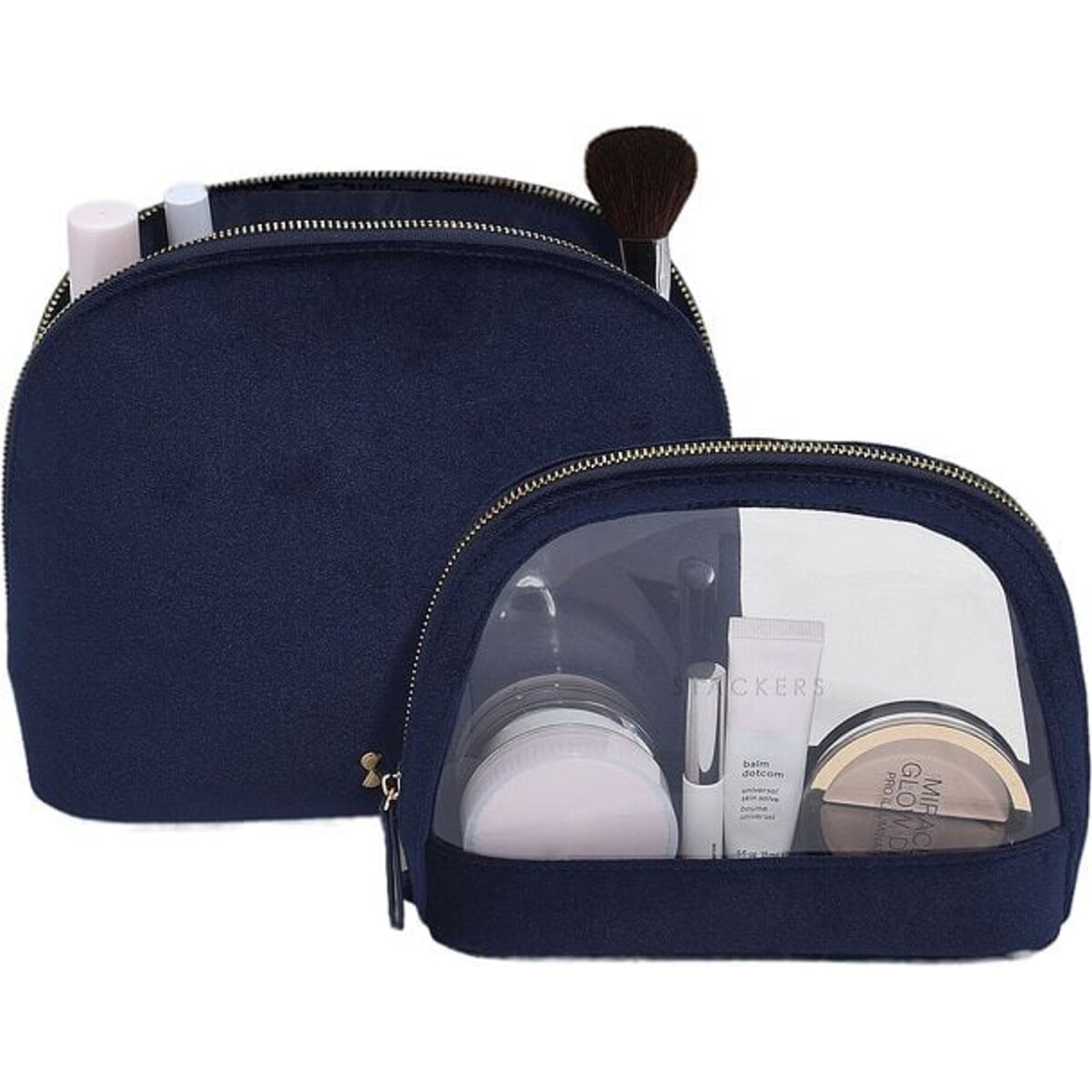 Kosmetyczki Stackers Nested Velvet granatowe 2 szt.