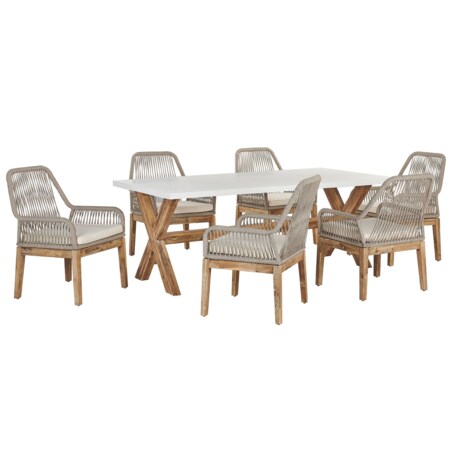 Zestaw ogrodowy dla 6 osób OLBIA z poduszkami Beton Beżowy