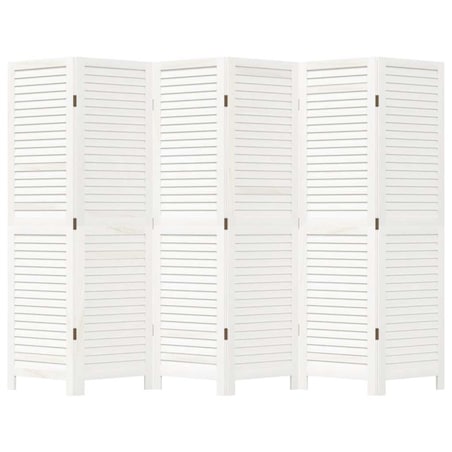 vidaXL Parawan pokojowy, 6-panelowy, biały, lite drewno paulowni