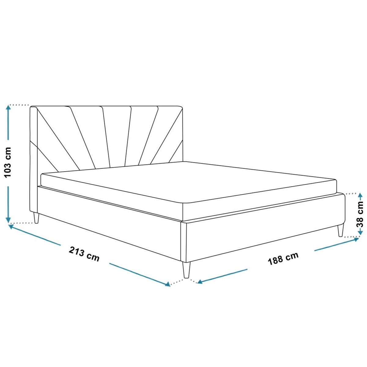 Łóżko do sypialni 180x200 LUXO 3 tapicerowane, na wysokich nogach- różowe