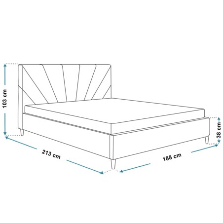 Łóżko do sypialni 180x200 LUXO 3 tapicerowane, na wysokich nogach- różowe