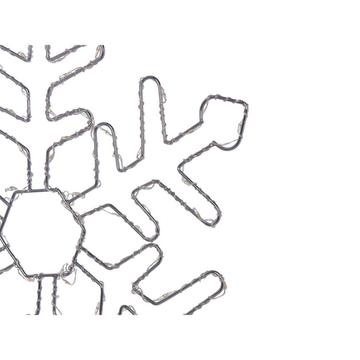 Zestaw 3 dekoracji ogrodowych wiszący LED śnieżynki 30/39/50 cm srebrny LOHELA
