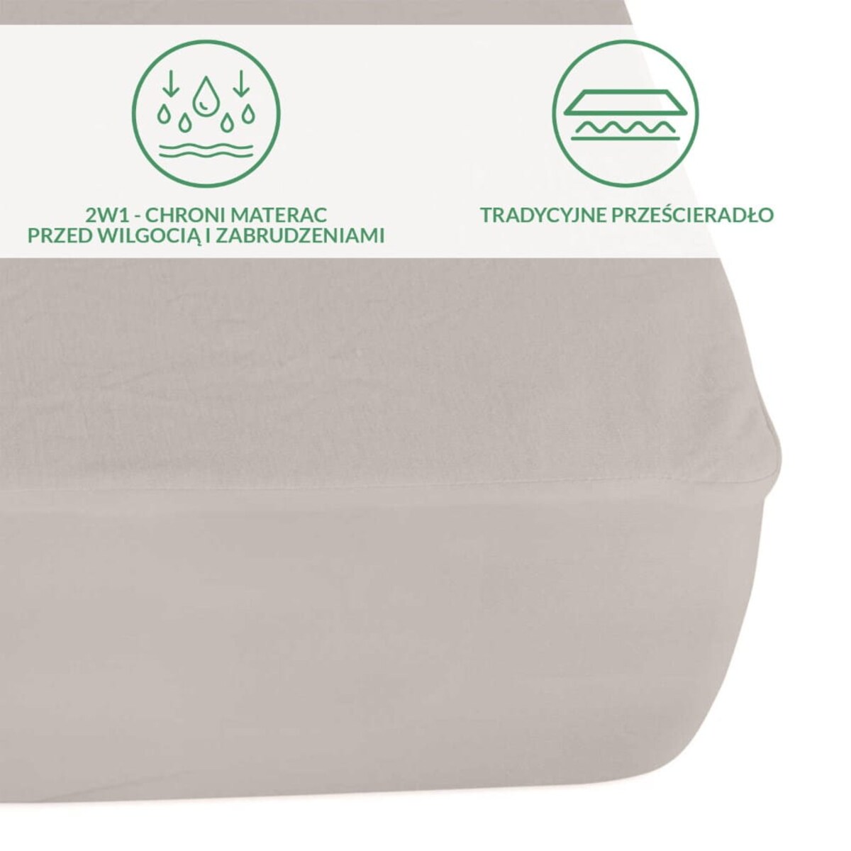 Prześcieradło ochronne wodoodporne z gumką 2w1, rozmiar 200x220 SG kolor popiel