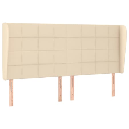 vidaXL Zagłówek uszak, kremowy, 163x23x118/128 cm, tkanina