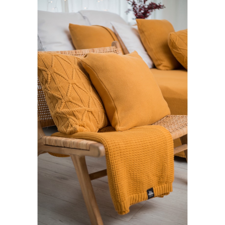 Poszewka brytyjska kwadratowa musztardowa, 50 x 50 cm, La Manta