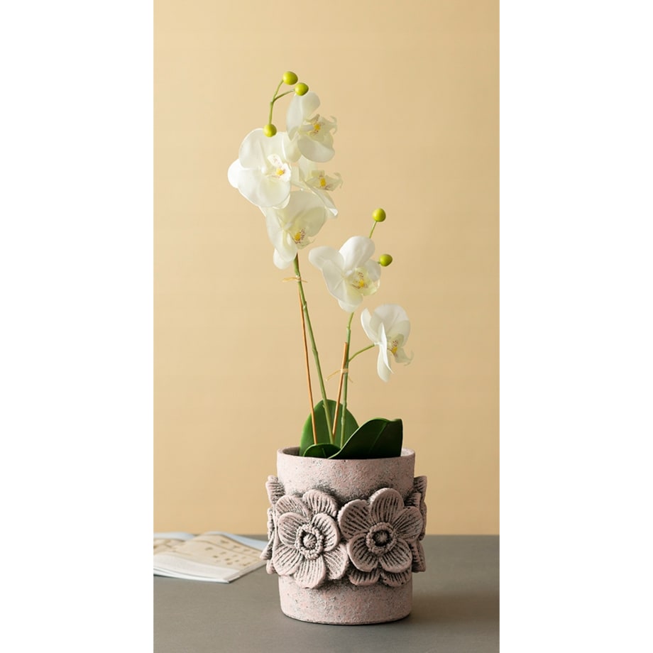 OSŁONKA na doniczkę FLOWER beton różowa śr. 15cm