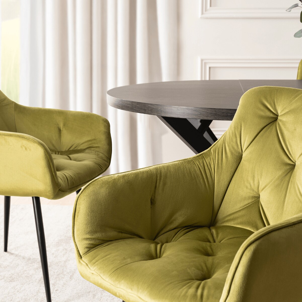 Krzesło Tapicerowane Welurowe Do Salonu Jadalni Kuchni Pistacjowy MODESTO