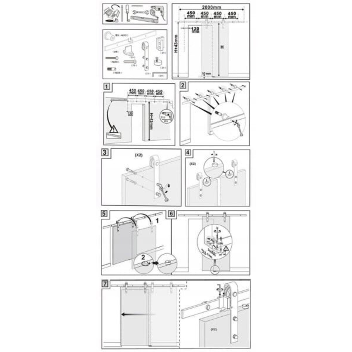 System drzwi przesuwnych barn door zestaw okuć 2m loft retro barndoor