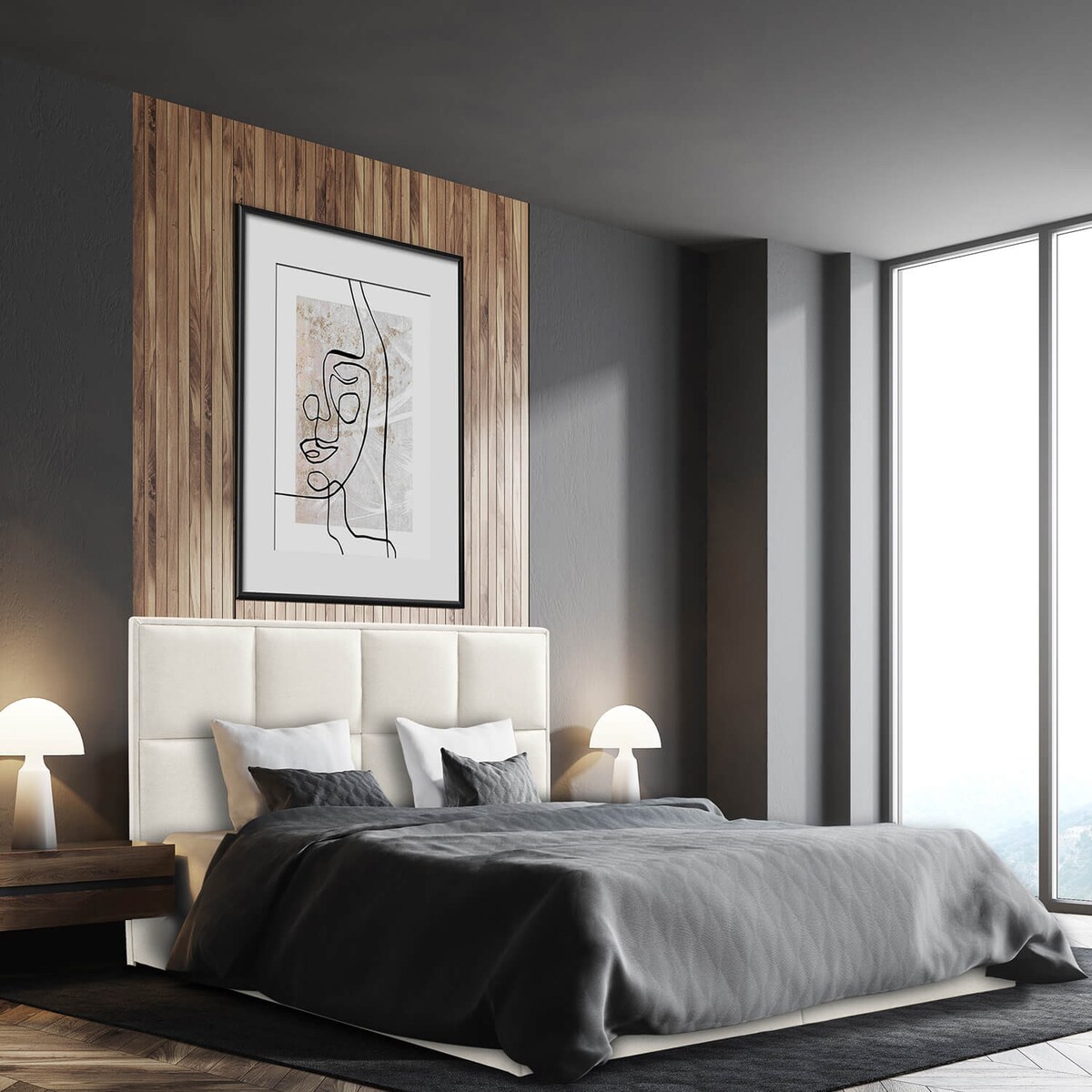 Łóżko tapicerowane ARCHIE 160x200 z pojemnikiem, Kremowy, tkanina Megan 351