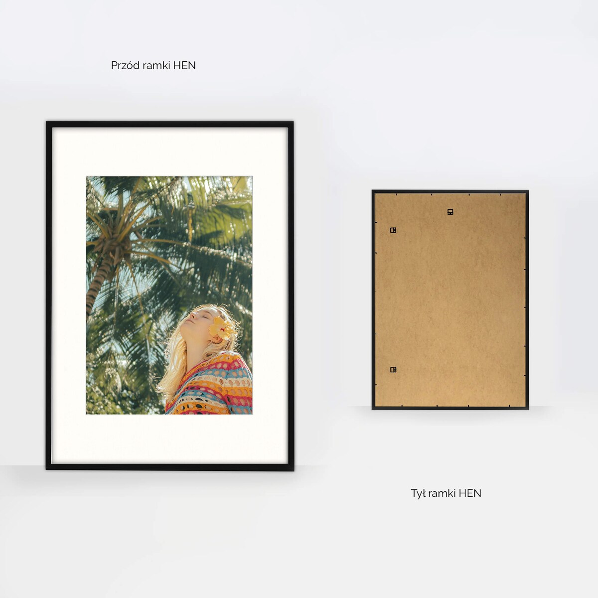 Ramka na zdjęcia 70x100 cm z passe partout czarna ramka z okienkiem passe partout na zdjęcie 50x70 cm FRAMAI®