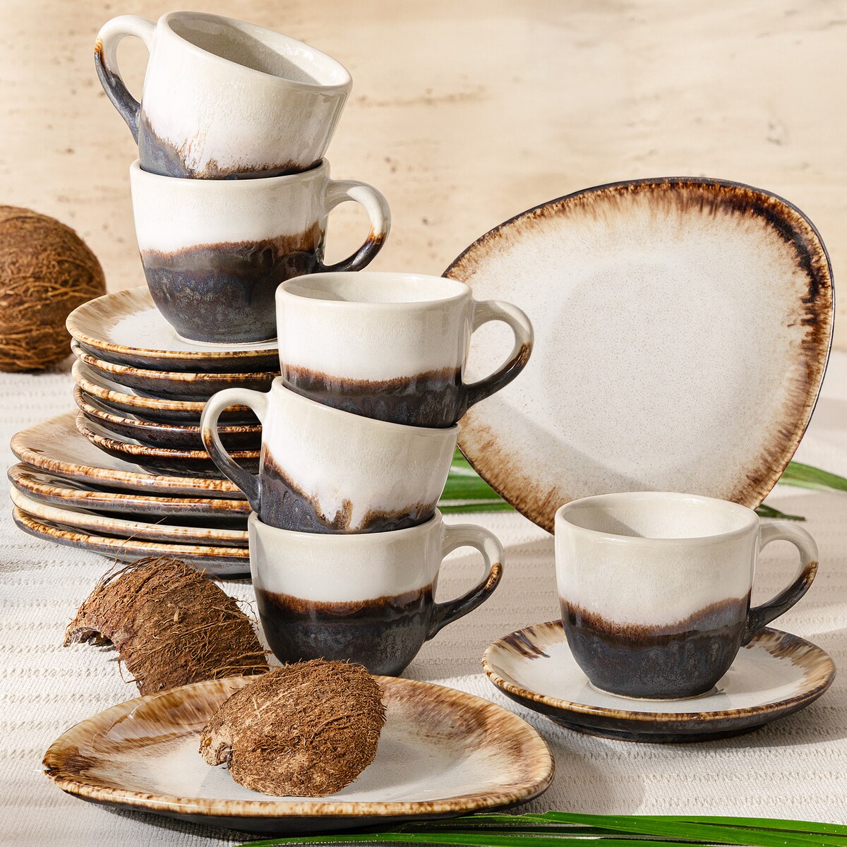 Konsimo PRIMA Zestaw kawowy 6 os. (18 el.), jasnobeżowy