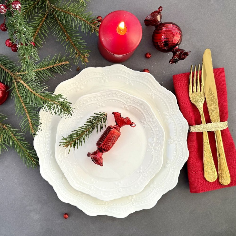 VILLA ITALIA Bombka szklana CUKIEREK red 9 cm