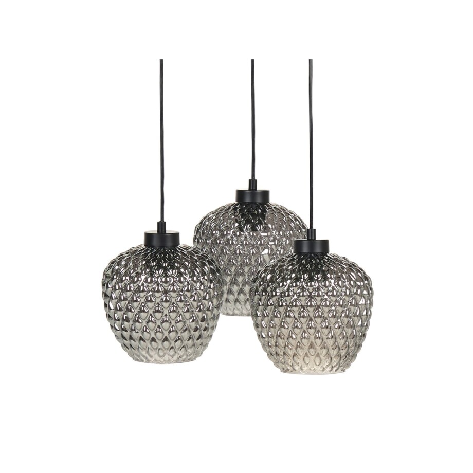 Lampa wisząca szklana 3-punktowa szara SHERRY