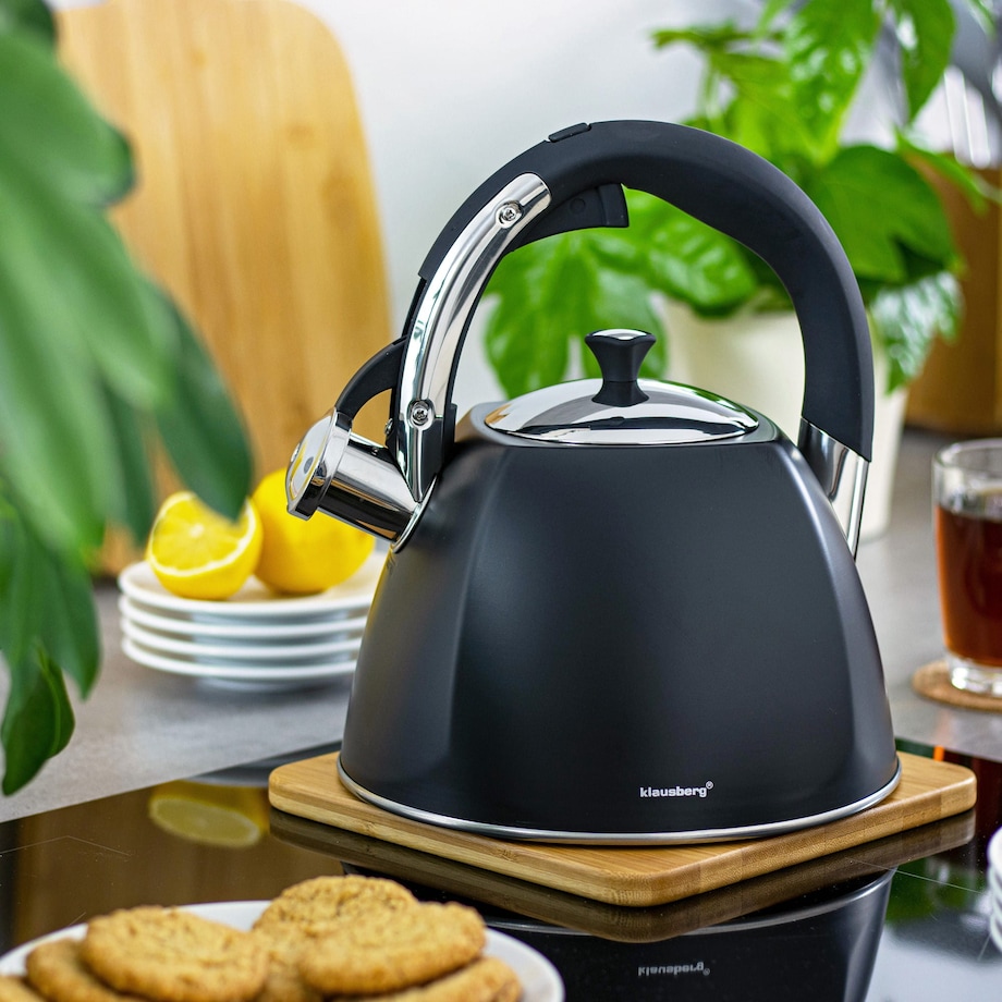 Czajnik stalowy z gwizdkiem 3.0L indukcja KLAUSBERG czarny matowy
