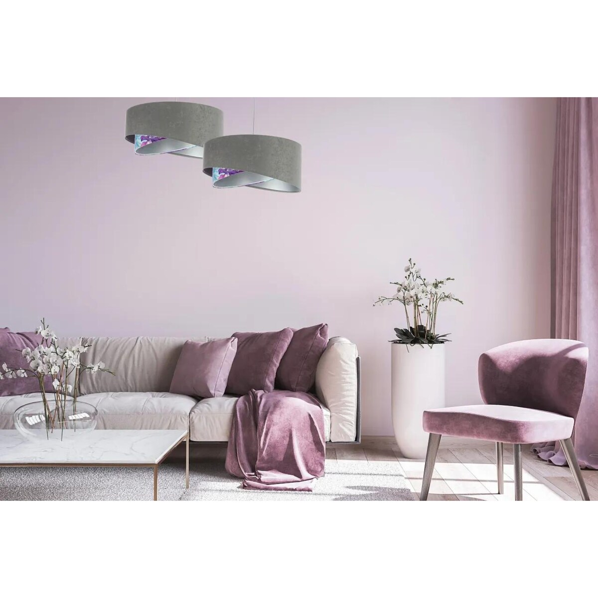 Lampa wisząca GRAY FLOWER szara/srebrna