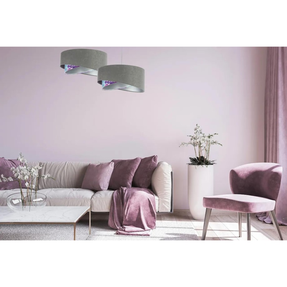 Lampa wisząca GRAY FLOWER szara/srebrna