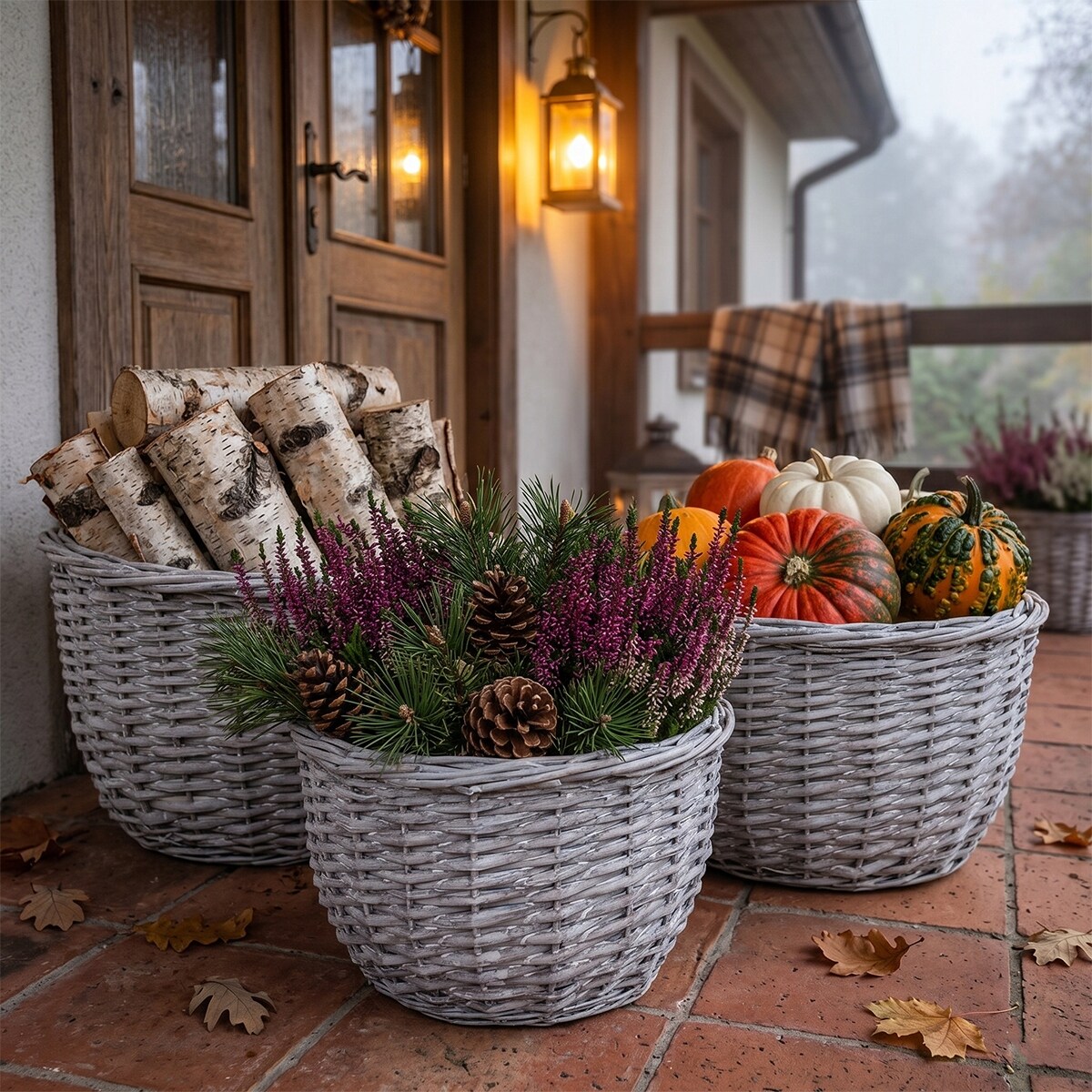 KOSZ WIKLINOWY NA KWIATY DUŻY OGRODOWY 50cm OKRĄGŁY OSŁONKA KWIETNIK 3 szt
